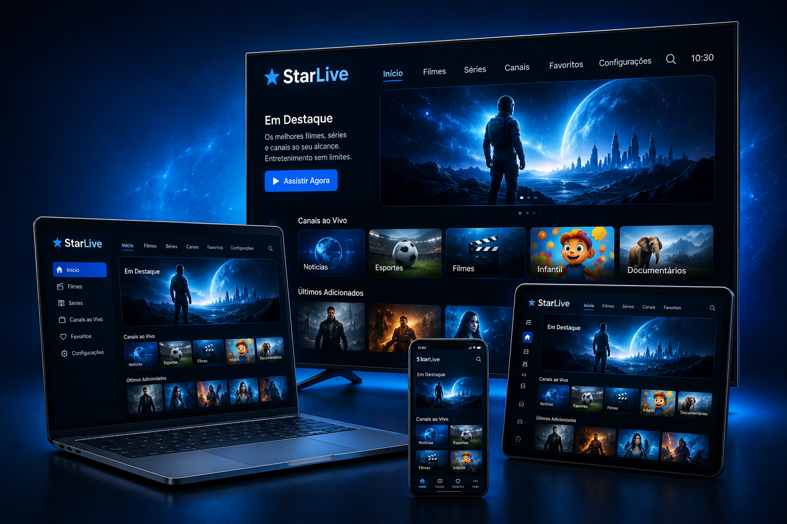 StarLive em Smart TV, computador, tablet e smartphone